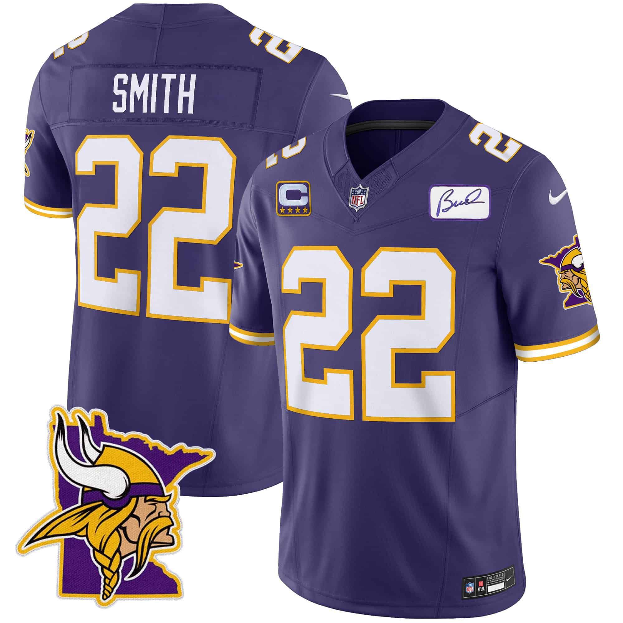 Men Minnesota Vikings #22 Smith Purple 2024 Nike Patch Classic Limited NFL Jersey style 1->indianapolis colts->NFL Jersey